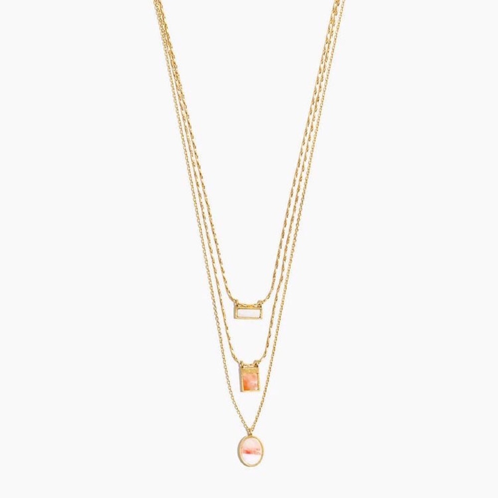 Madewell peach white necklace set